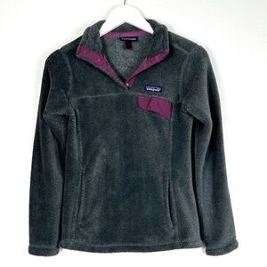 Patagonia Re-Tool Snap T fleece plush pullover sweater gray purple EUC size XS